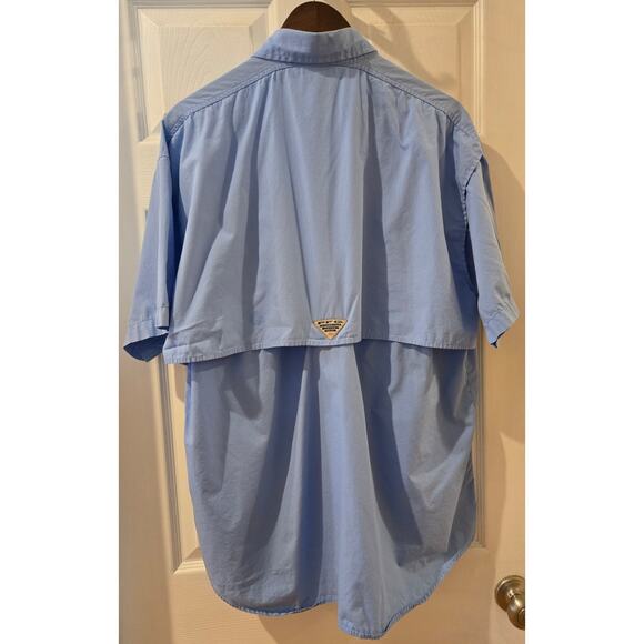 Columbia SPF 50 Vented Caped Fishing Hiking Outdoor Shirt Light Blue Mens Large - Picture 5 of 9